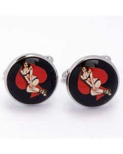 N-1279E Manchetknopen - Pin-up Girl op Speelkaarten 1.jpg