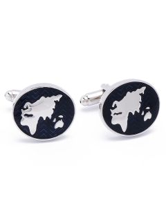 N-1550E Manchetknopen - Continent Afrika Eurazie Wereldbol Zwart Blauw 1.jpg