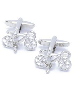 N-2094E Manchetknopen - Gedetailleerde Racefiets Zilverkleurig 1.jpg