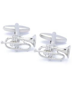 N-2107E Manchetknopen - Cornet Blaasinstrument Trompet Zilverkleurig 1.jpg