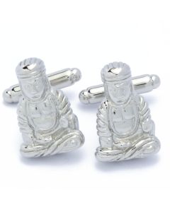 N-2248E Manchetknopen - Zilverkleurige Boeddha Yoga Zen 1.jpg