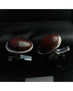 ZE1-1001E Manchetknopen - Sterling 925 Echt Zilver met Rode Jaspis Edelsteen 1.jpg