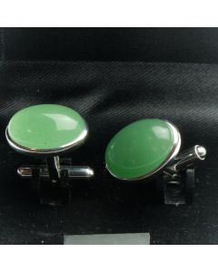 ZE2-1005E Manchetknopen - Echt 925 Sterling Zilver met Aventurijn Edelsteen 1.jpg