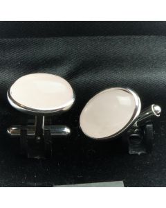 ZE2-1006E Manchetknopen - Echt 925 Sterling Zilver met Rozenkwarts Edelsteen 1.jpg