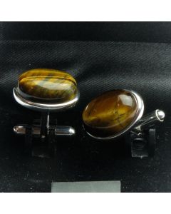 ZE2-1007E Manchetknopen - Echt 925 Sterling Zilver met Tijgeroog Edelsteen 1.jpg