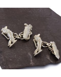 ZI-1010E Manchetknopen - Echt Zilver Sterling 925 Golfer en Golftas met Ketting 1.jpg