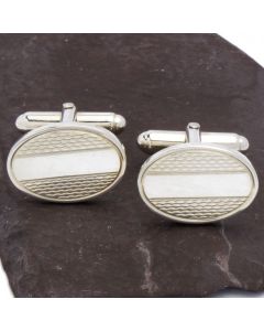 ZI-1013E Manchetknopen - Echt Zilver Sterling 925 Ovaal Horizontale Gravures 1.jpg